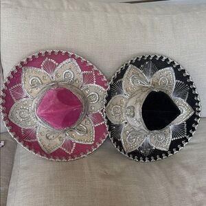 Chic Embroidered Pink and Black Sombrero Set.will sell separately.